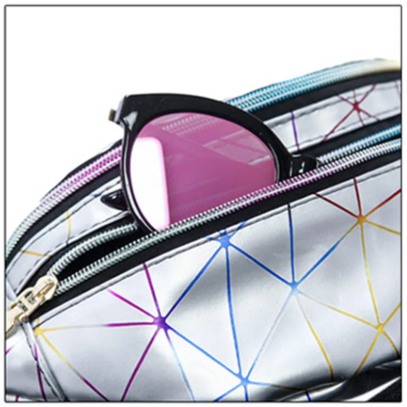 Поясная Сумка для женщин забавная розовая Серебристая Сумочка с геометрическим