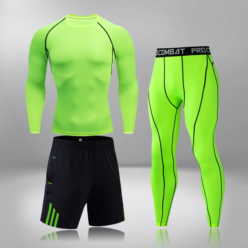 

2020 Sportswear Men Compression Sports Suits Tracksuits Joggers Training Fitness Gym thermal underwear Clothes Running Set Men