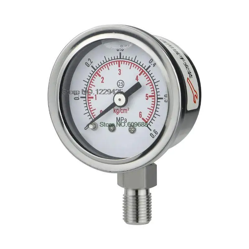 Medidor de presión de acero inoxidable Y40BF, rosca de tornillo M10 * 1 1/8, medidor de presión de aire y agua y aceite, 40mm