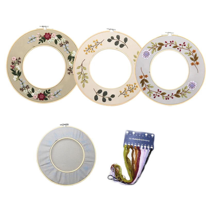 

Needlework DIY Embroidery Kit with Hoop Flower Cross Stitch Needlework Pattern Printed Handmade Sewing Art Painting Home Decor