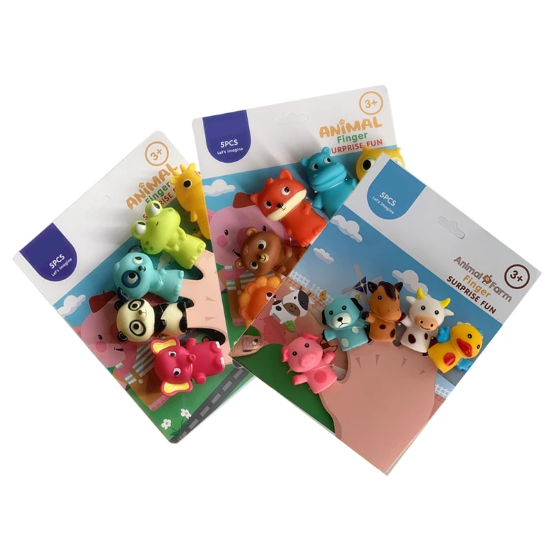 

Finger Puppets for Children and Babies 5 Farm Animals Doll Set Toy