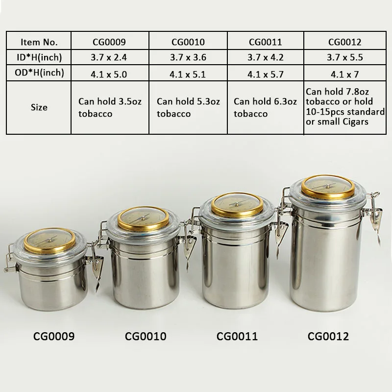 Ру-MUXIANG Humidor humiditer банка из нержавеющей стали для сигар Taobacco кофейные зерна конфеты интегрированный гигрометр круглый увлажнитель воздуха