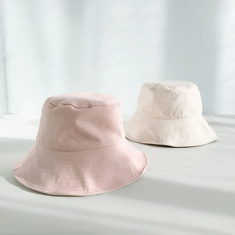 

2020 Pure Color Double Sided Basin Cap Big Eaves Fisherman Cap Fashion Simple Sun Block Hat For Women Men Travel Bucket Hat