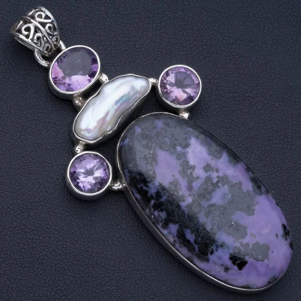Женский аметист и бива жемчужная подвеска в стиле панк серебряная 3 дюйма P0735 |
