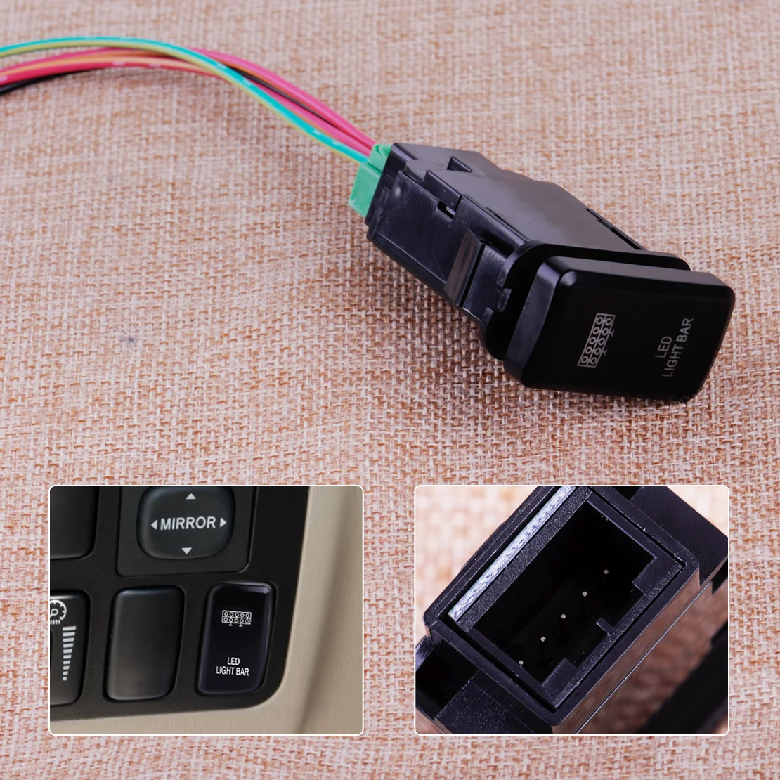 

12V LED Fog Light Push Button on/off Switch with Harness Wire Fit for Toyota Prado Landcruiser FJ Cruiser Tacoma Hilux