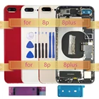 Сменная задняя крышка для IPhone 8p 8plus, задняя средняя рамка с задней крышкой батарейного отсека, черная, белая, красная, золотая