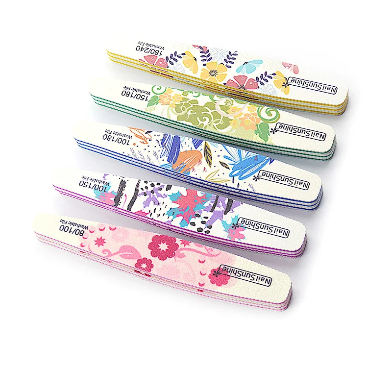 CHNRMJL 25Pcs/lot Professional Nail Art File Flower Pattern 100/120/180/240 Sanding Washable Buffer Block Manicure Pedicure Tool | Красота и