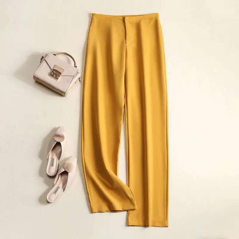 

Women 2021 Spring Autumn New Fashion High Waist Loose Pants Female Casual Wide-leg Pants Ladies Solid Color Long Trousers Q770