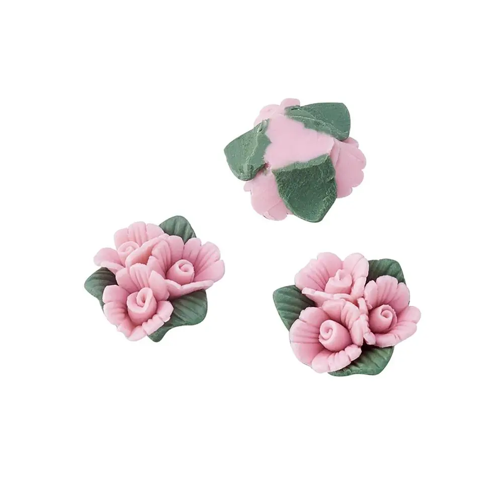 100pc Handmade Porcelain Clay Rose Flower Charms Beads Cabochons DIY Jewelry Supplies Stud Earring Finding Making - купить по