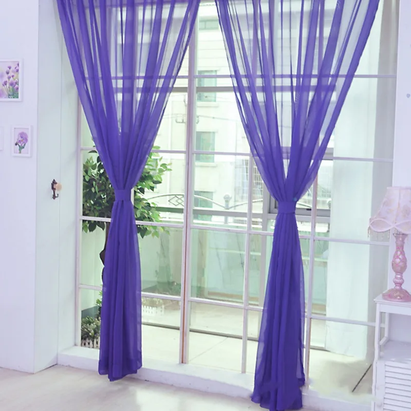 Pure Color Tulle Curtains For The Kitchen Living Room Solid Sheer On Windows Drapes Window Screen 100x200 | Дом и сад