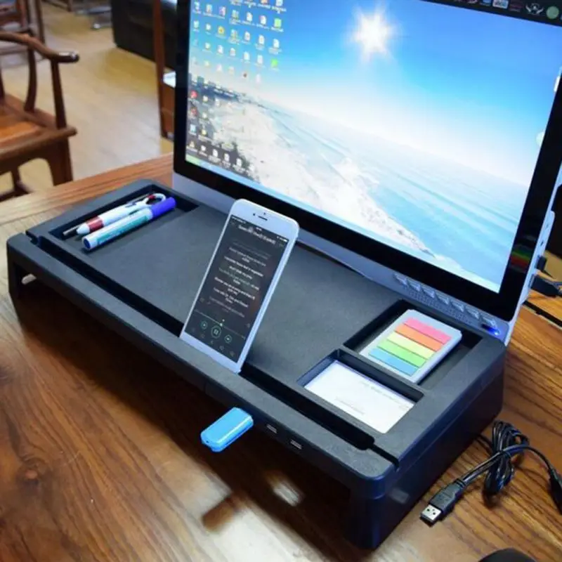 

Multi-purpose Computer Monitor Height Bracket Desk Top Mount Bracket With USB Port Computer Desk