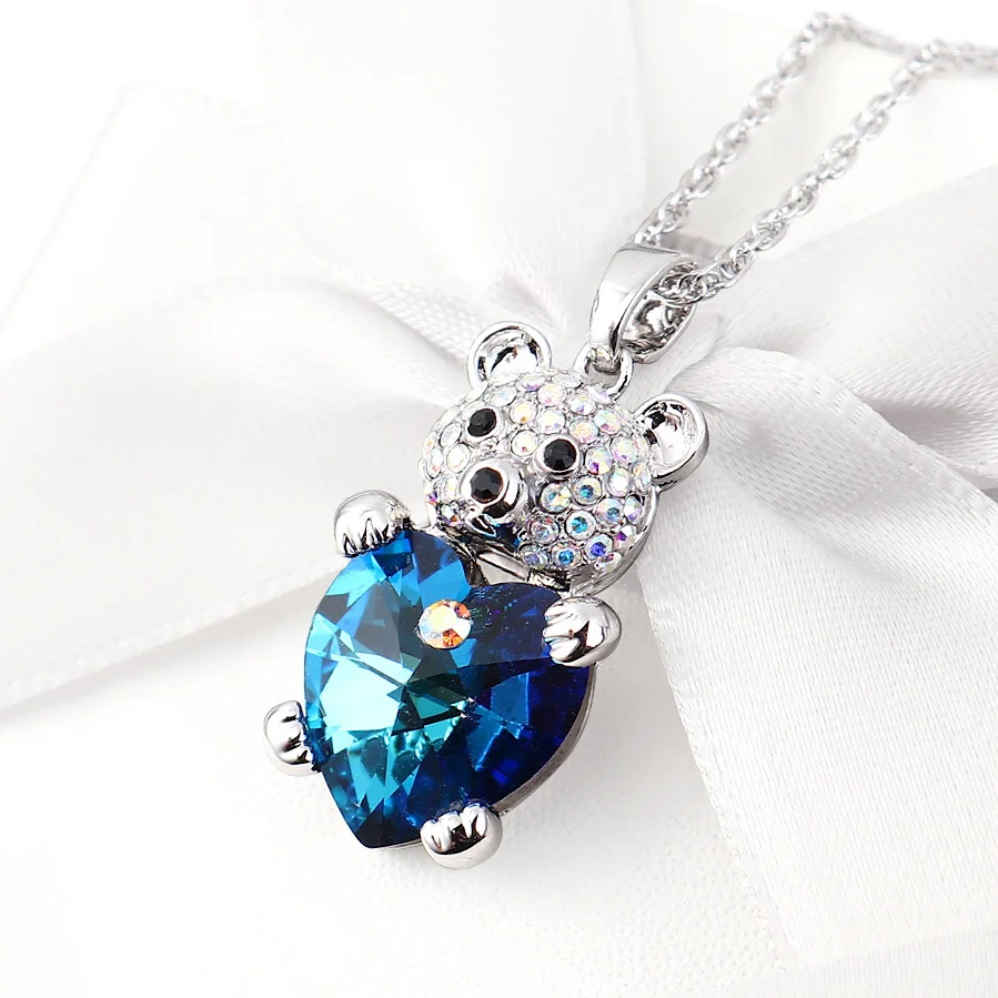 Милое Элегантное ожерелье с подвесками в виде медведя из кристаллов Сваровски