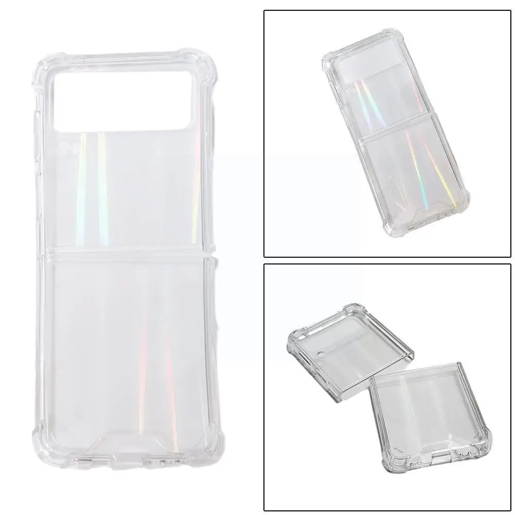 

Acrylic Transparent Gradient Aurora Phone Case For Samsung Z Flip 3 Anti-drop Phone Protective Cover J8P3