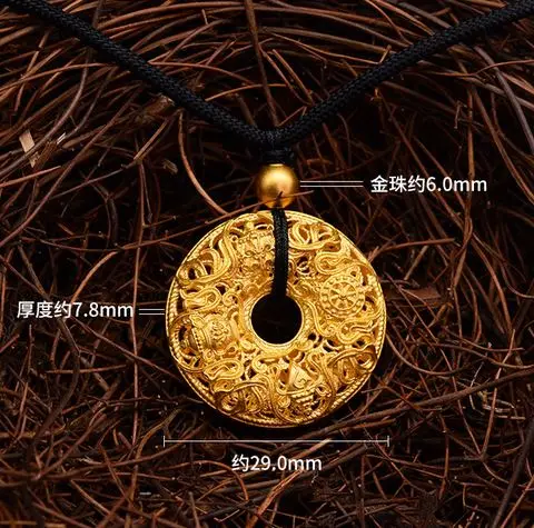 Лаосское позолоченное 3D золотое ожерелье ручной работы украшенное старым