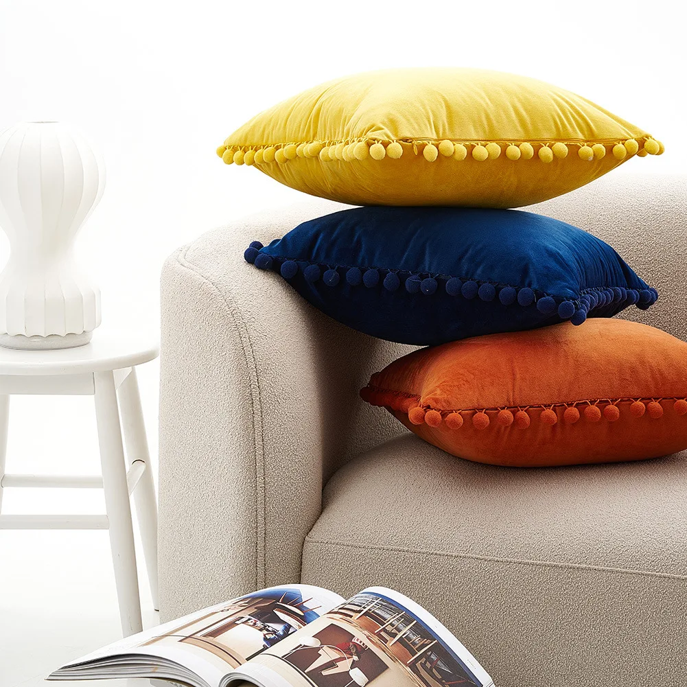 Декоративные диванные Наволочки однотонные Цвет диван Cushin крышка с пушистыми