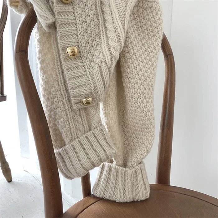 Autumn winter Knitting Vintage twist Sweaters Women cardigan 2019 korean sweaters female knit thick wool blends Cardigan women |