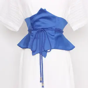 Женский двухслойный атласный пояс, подиумный корсет, широкий пояс с декоративным поясом, R863