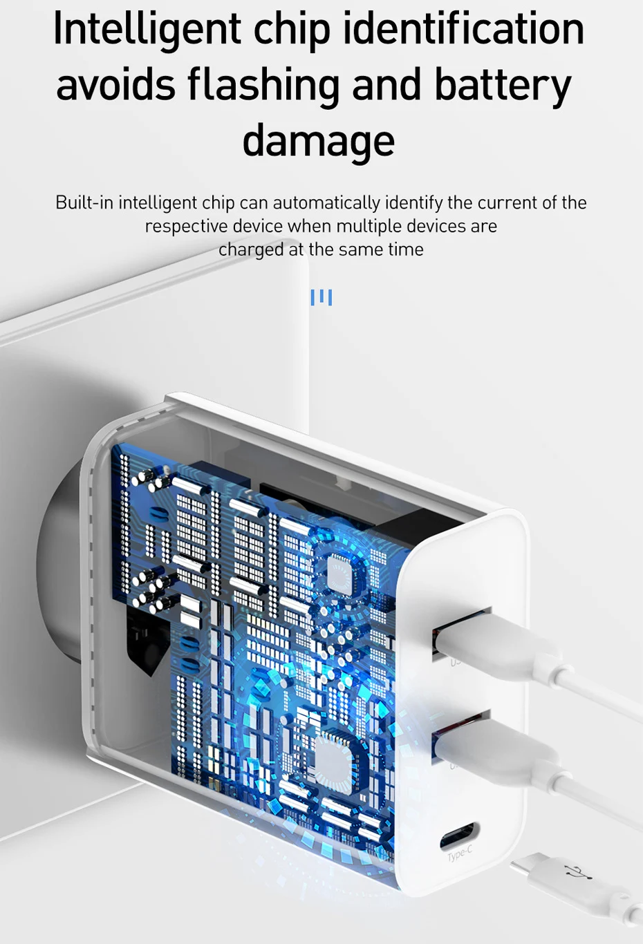 Baseus 3 порта USB PD зарядное устройство 60 Вт для iPhone 11 Pro Xs Max XR быстрое зарядное устройство для телефона Quick Charge 4,0 3,0 FCP SCP для Xiaomi huawei
