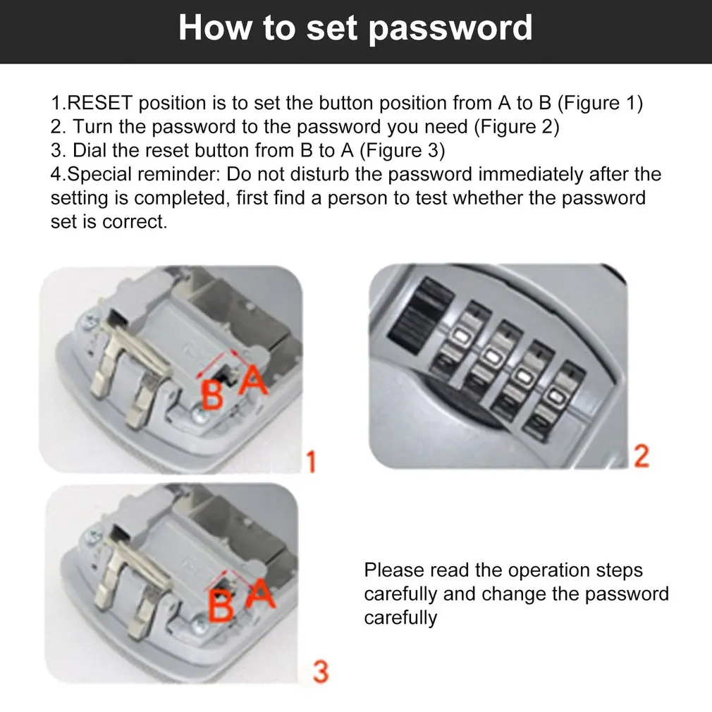 

4 Digit Combination Durable Key Storage Box Wall Mounted Safety Key Box Large Storage Capacity Safety Lock Box