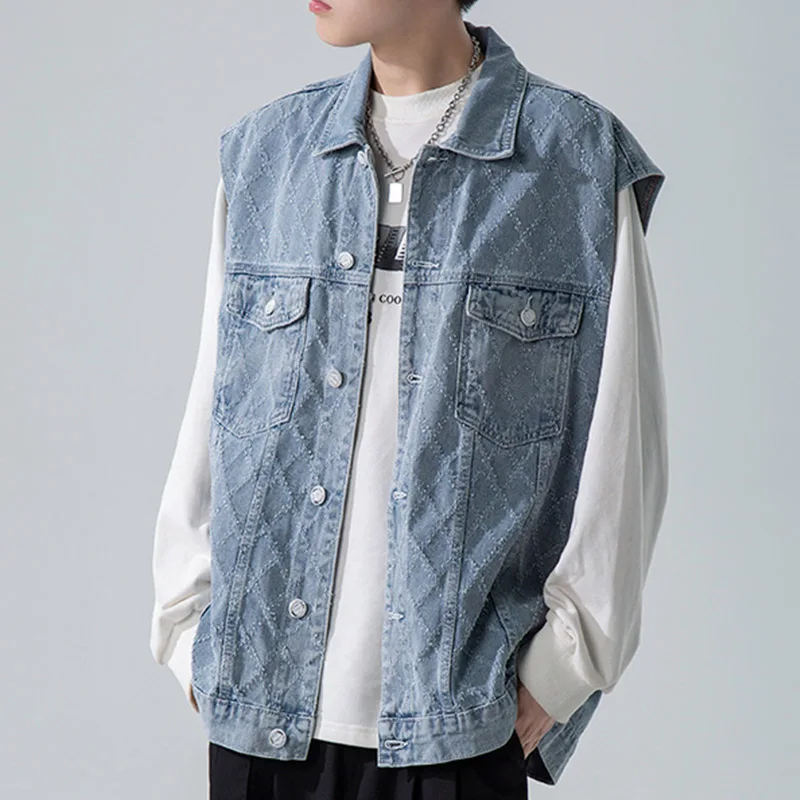 

Denim Vest Men's Jacket 2022 Spring Autumn Clothing Fashion Vest Male Casual Jeans Retro Jackets Korean Coat