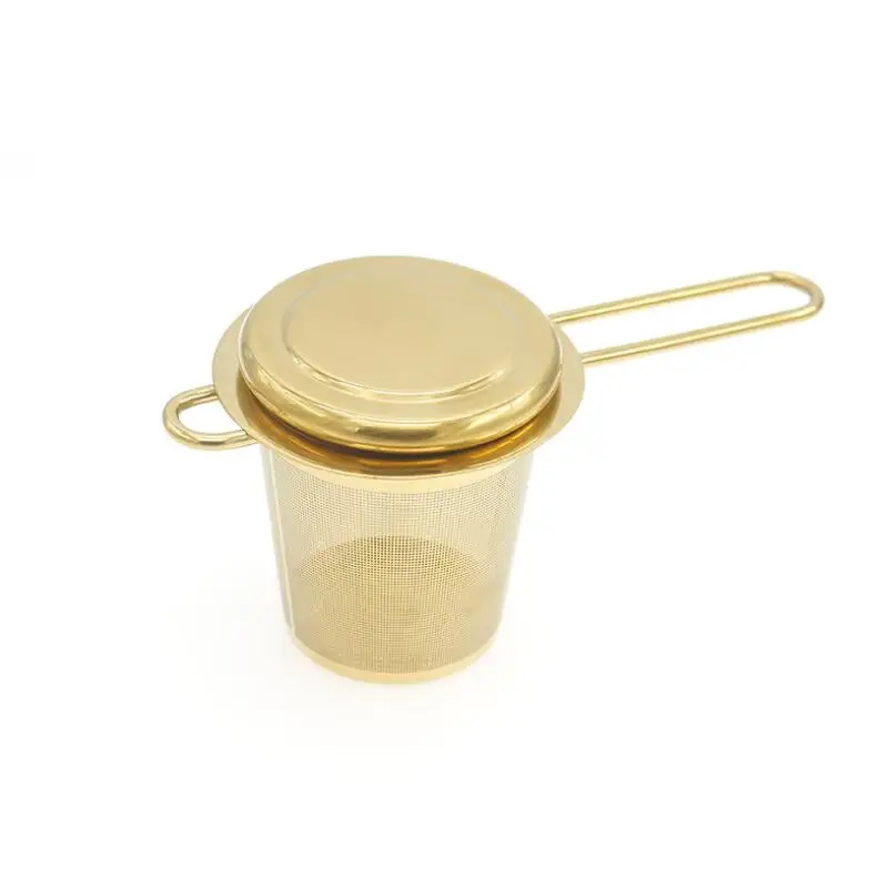 

Mesh Tea Infuser Reusable Tea Strainer Teapot Stainless Steel Loose Tea Leaf Spice Filter Folding Handle Drinkware LX8032