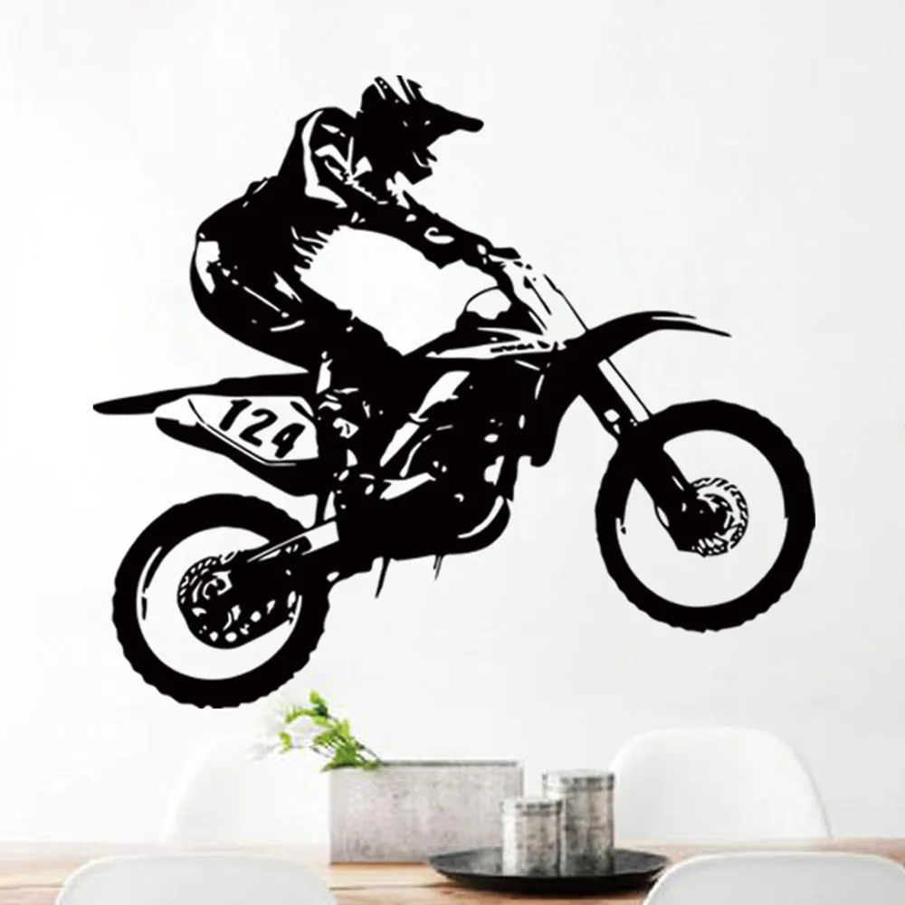 Фото Bzoosio 53x60 см мотокросса и наклейки на стену Модный мягкий дизайнерский арт номер