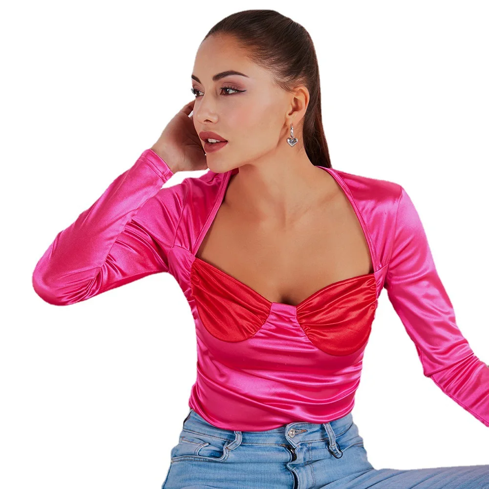 

Women Sexy Tops Retro Clothes Blusas Mujer De Moda Elegant Fashion Patchwork Square Collar 2021 Plus Sizes Woman Top and Blouses