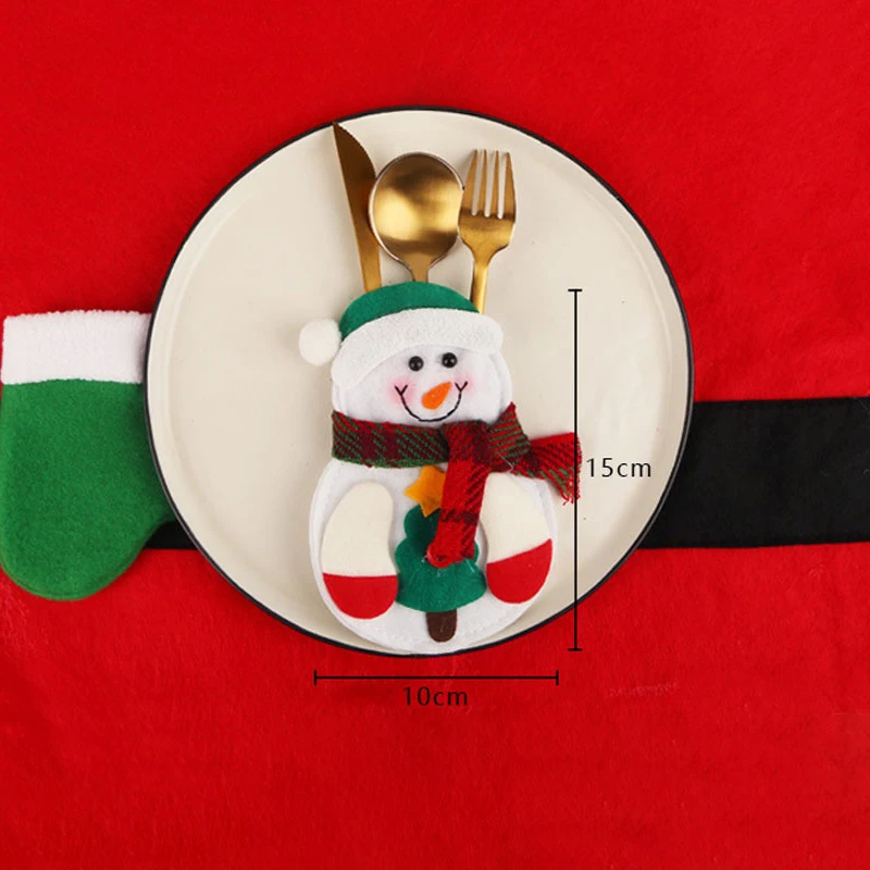 Santa Pocket Fork Knife Cutlery Holder Bag Christmas Snowman Elk Home Party Table Dinner New Year Decoration | Дом и сад