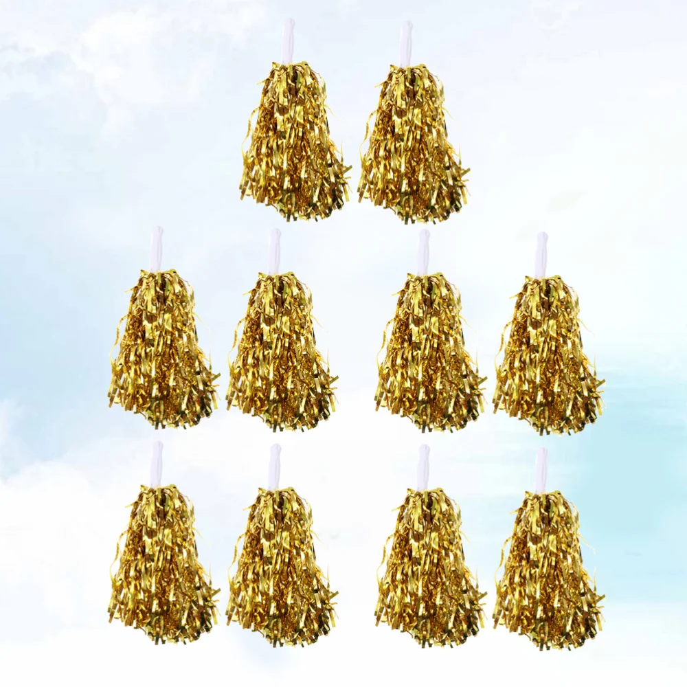 

10 Pcs 25g Cheering Balls Squad Spirited Fun Cheerleading Kit Cheer Poms Cheerleaders Supples with Handle for Competitio