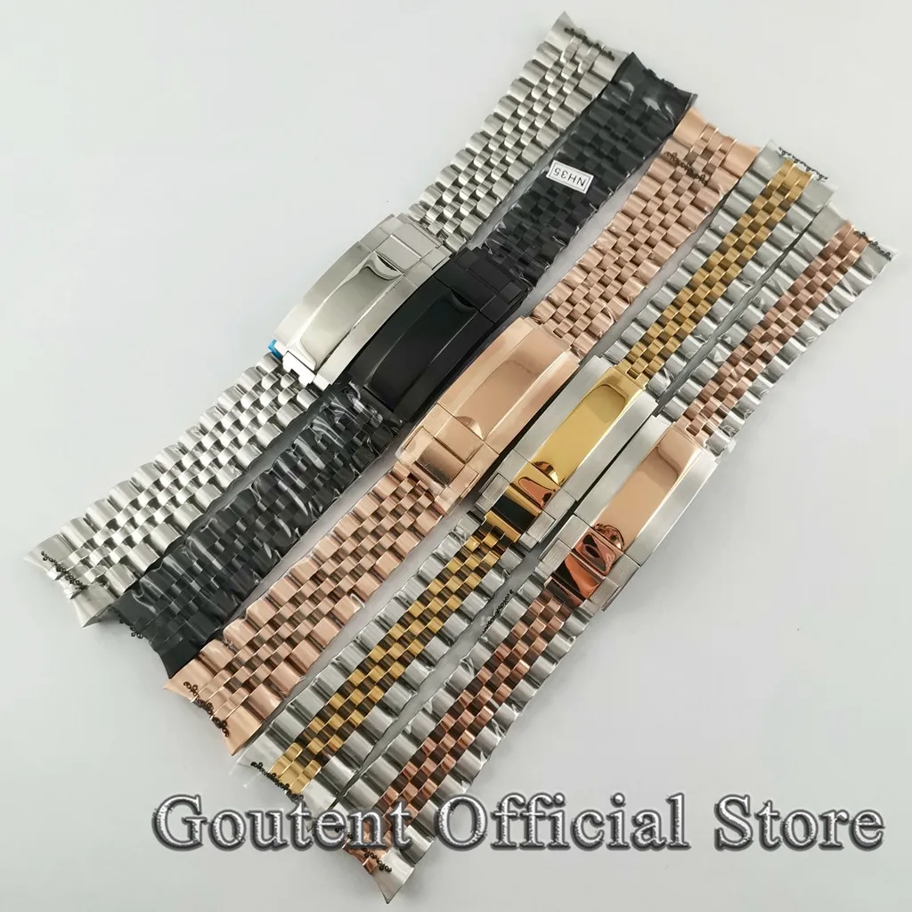 

20mm Silver/Black/Rose Gold/Golden Stainless Steel Jubilee Bracelet Watch Strap Fit 40mm Men's Automatic Mechanical Watch Case