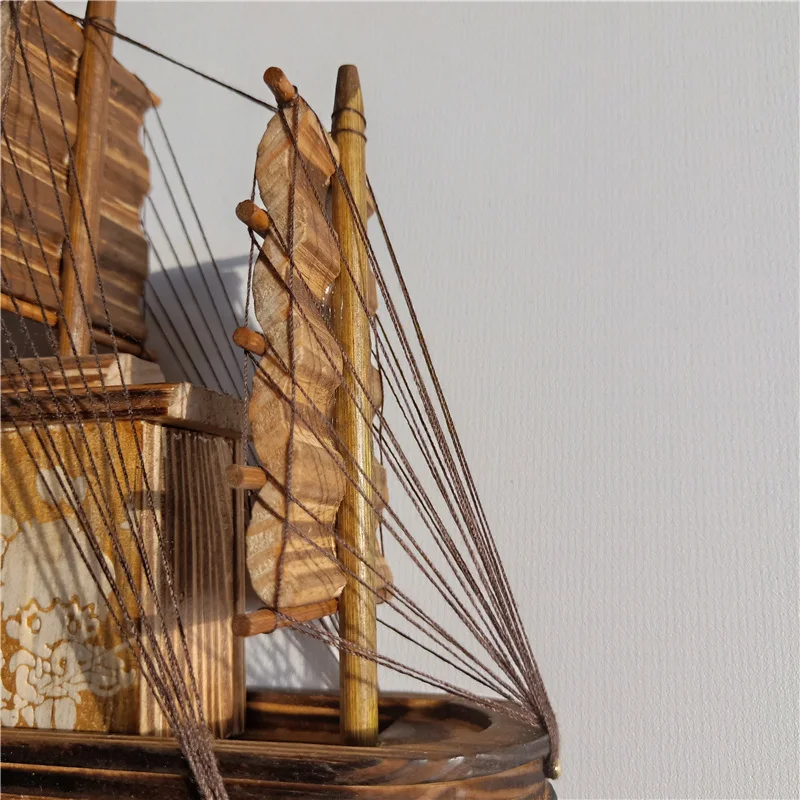 Деревянная парусная лодка ремесло руля деревянная модель украшения дома