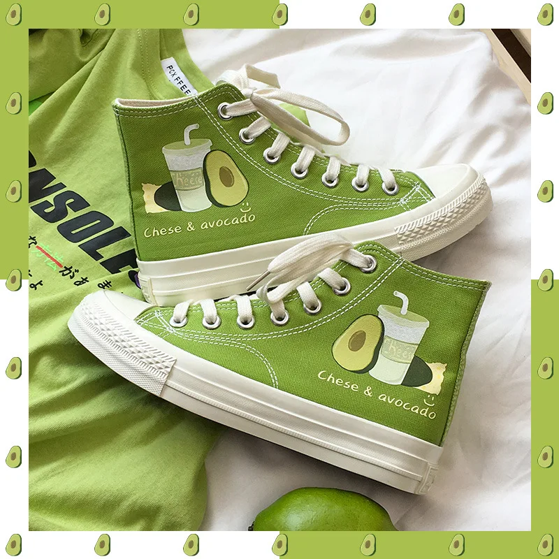 Женские парусиновые туфли с принтом сыра авокадо популярные цветные ручной