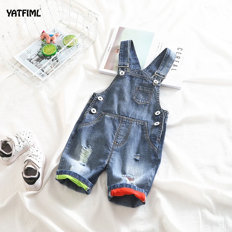 YATFIML/осенние джинсы для маленьких мальчиков и девочек джинсовый комбинезон