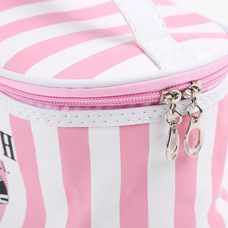 Женская сумка для макияжа полосатая дорожная косметичка чехол с зеркальными