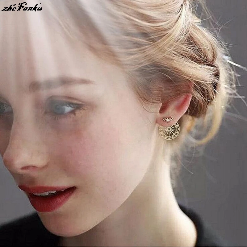 

Korean Earings Fashion Jewelry Hollow Star Ferris Wheel Magic Rhinestone Earrings Punk Stud Earrings For Women Wholesale