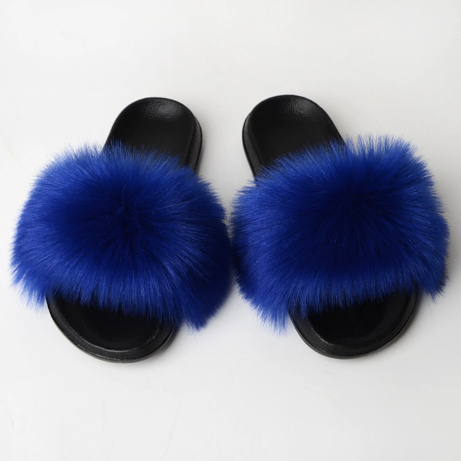 

Summer Women Faux Fur Furry Slippers Fox Fur Sandals For Woman Soft Plush Shoes With Fur Slides Flip Flops Ladies Slide