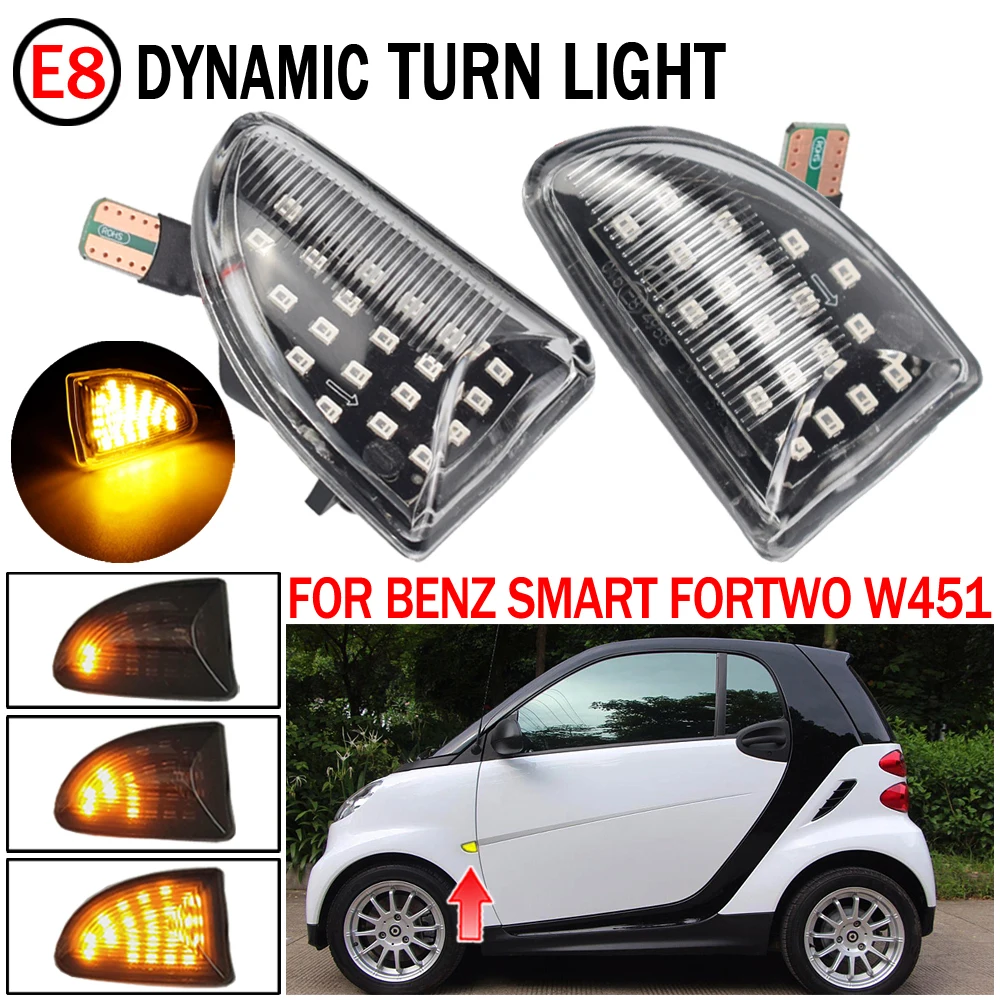 

2pcs For Mercedes Benz Smart Fortwo W451 Coupe Cabrio LED Dynamic Side Marker Fender Light Turn Signal Light Turn Lamp