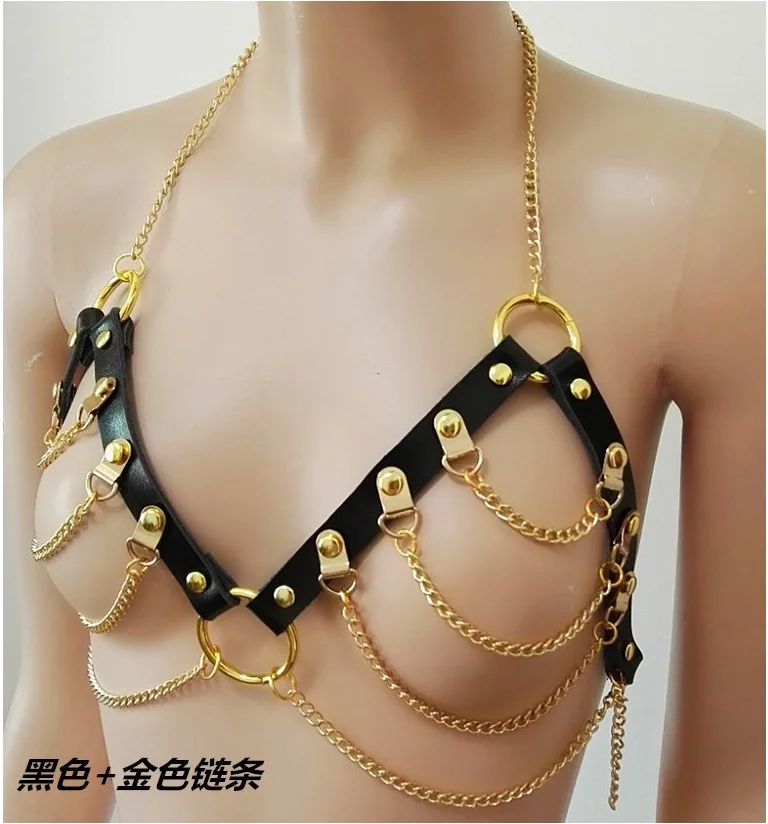 

Handmade Punk PU Leather Body Harness Belt O-ring Body Chain Bra Cage Straps Party Gothic Bandage Tops Sexy Nightclub Outfits
