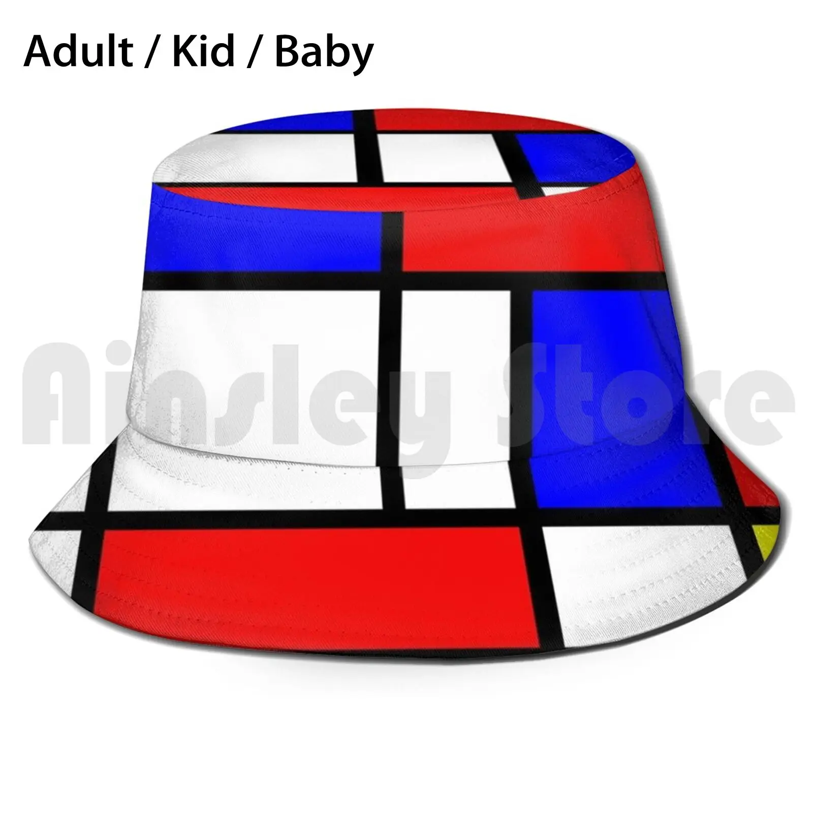 

Фальшивая Солнцезащитная шляпа Mondrian Складная УФ-защита матрица прекрасное искусство роскошное геометрическое голландское искусство