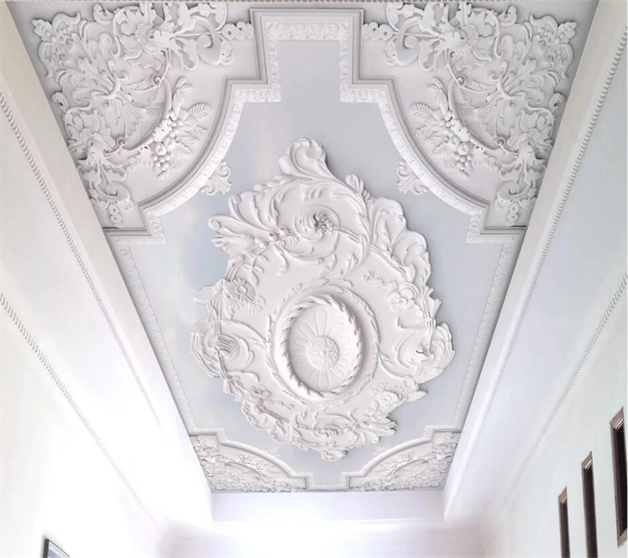 Обои на заказ 3d фрески стерео Белый Европейский узор гипсовая линия резные ТВ фон