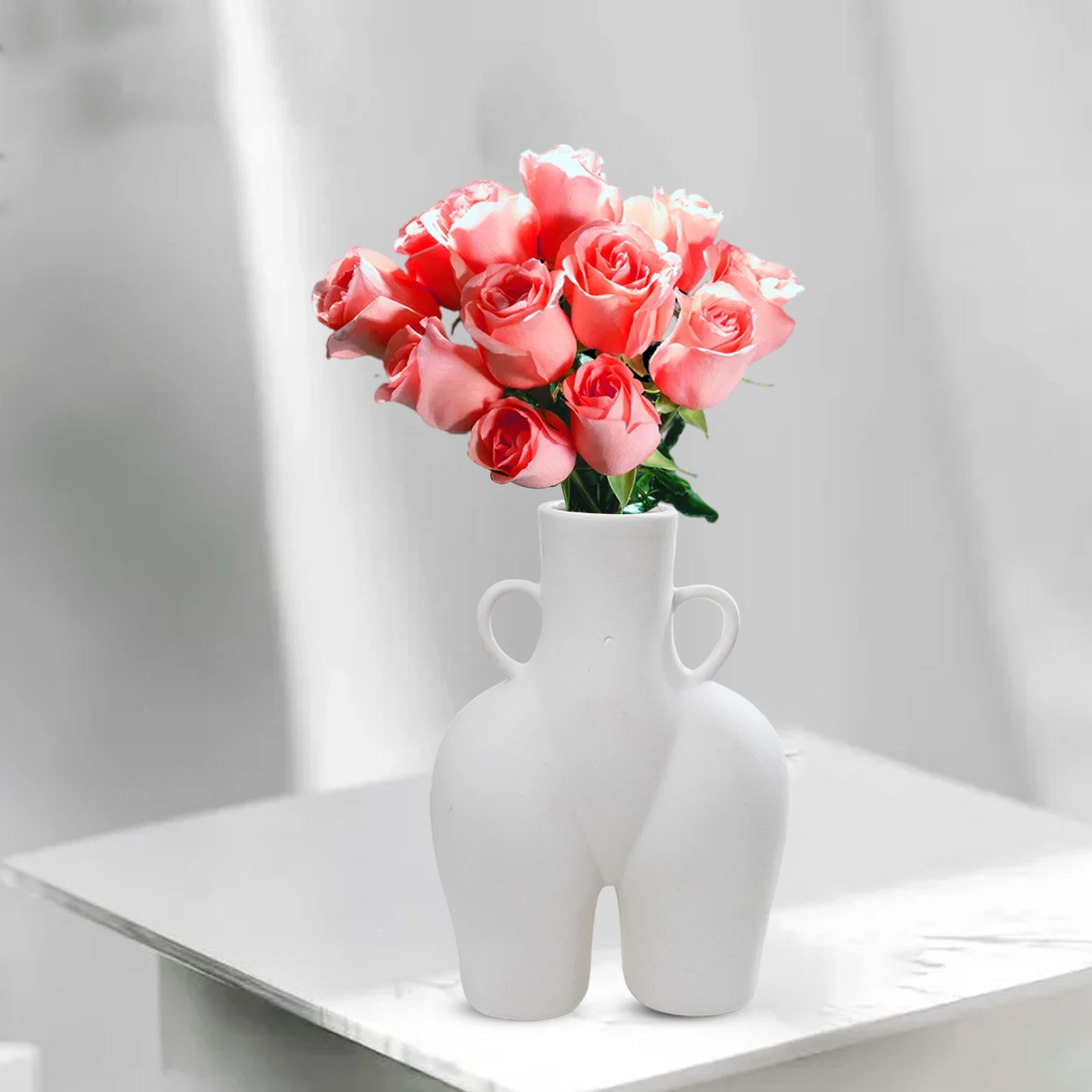 

Керамическая ваза, настольный контейнер для растений, креативная декоративная ручка в форме человеческого тела для цветочного горшка с бок...