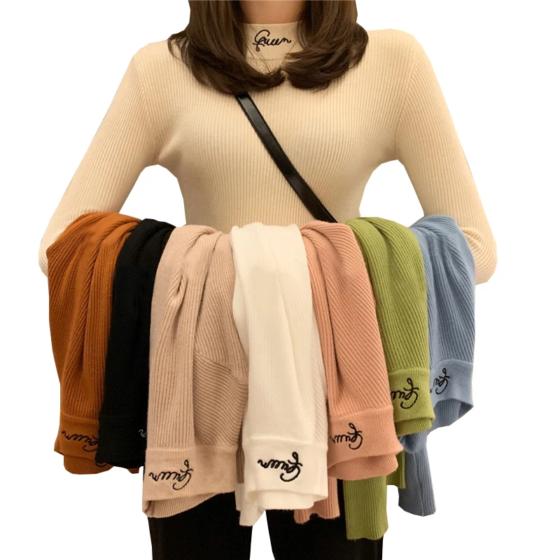 Свитер женский осенне-зимний с высоким воротником и длинным рукавом теплый |