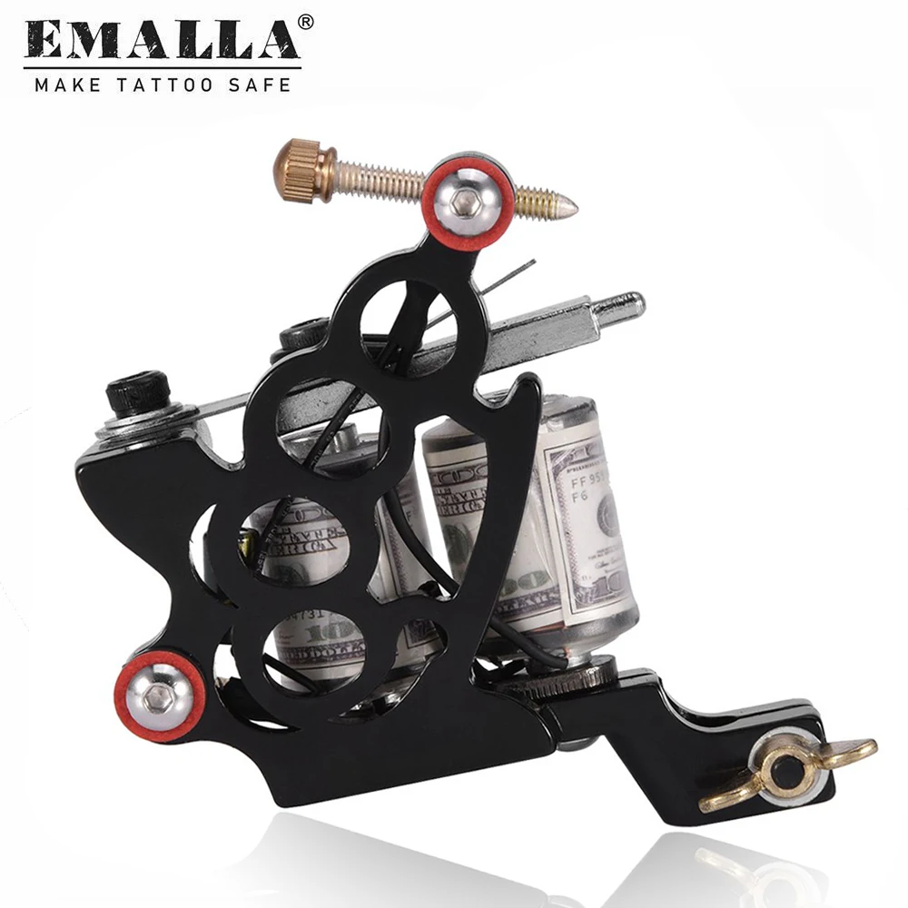

1PCS Tattoo Machine Metal Gun Tubes Grips 10 Warp Coils Shader&Liner Shader CNC Carved Frame Coil Tattoo Machines Free Shipping