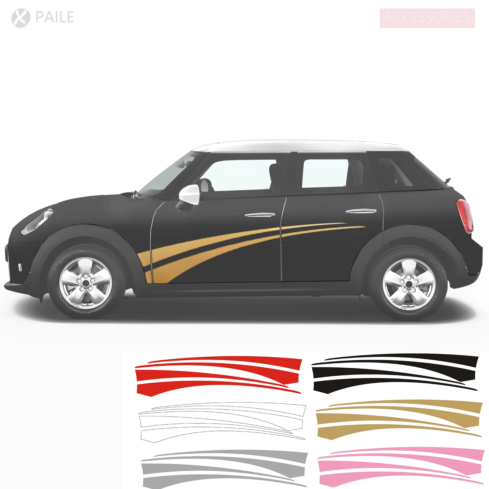 

2pcs Sticker Doors Stripes Vinyl Decal Graphics Customize For Universal, MINI cooper R50 R53 R55 R56 R57 R59 R60 F55 F56 F60