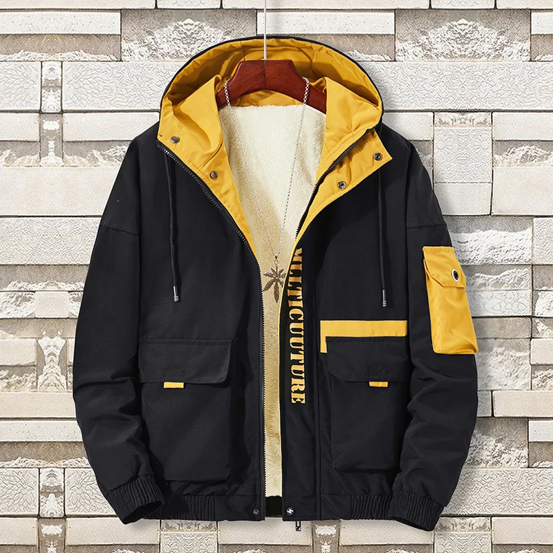 

Plus size 5XL, 6XL, 7XL, 8XL jackets men fashion fleece warm Jackets & Coats men's hooded casual bomber windbreaker jacket men