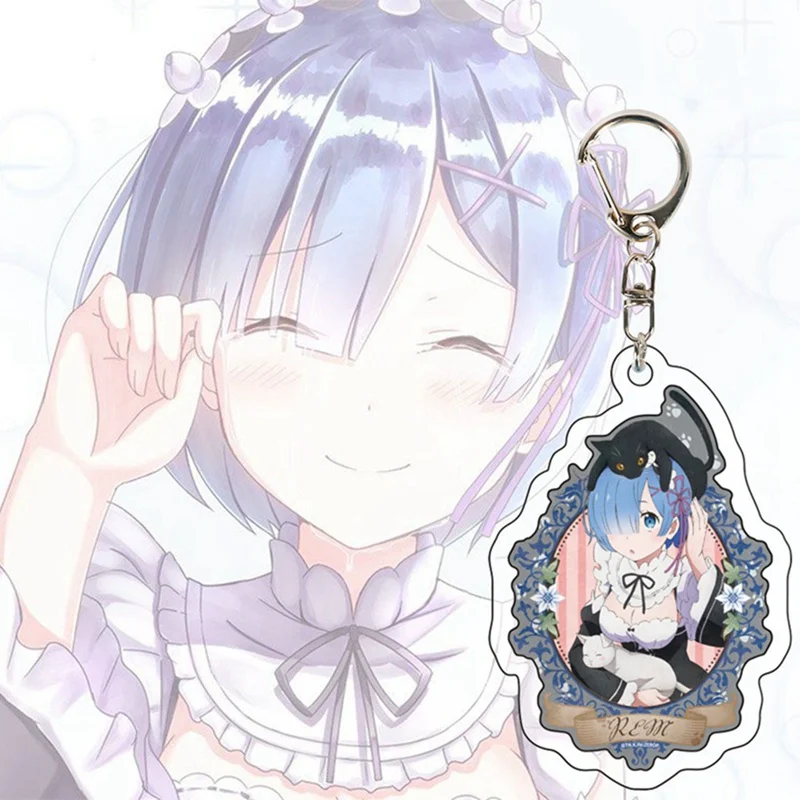 Брелок с акриловой подвеской Rem Ram прекрасный брелок для ключей надписью Re: жизнь