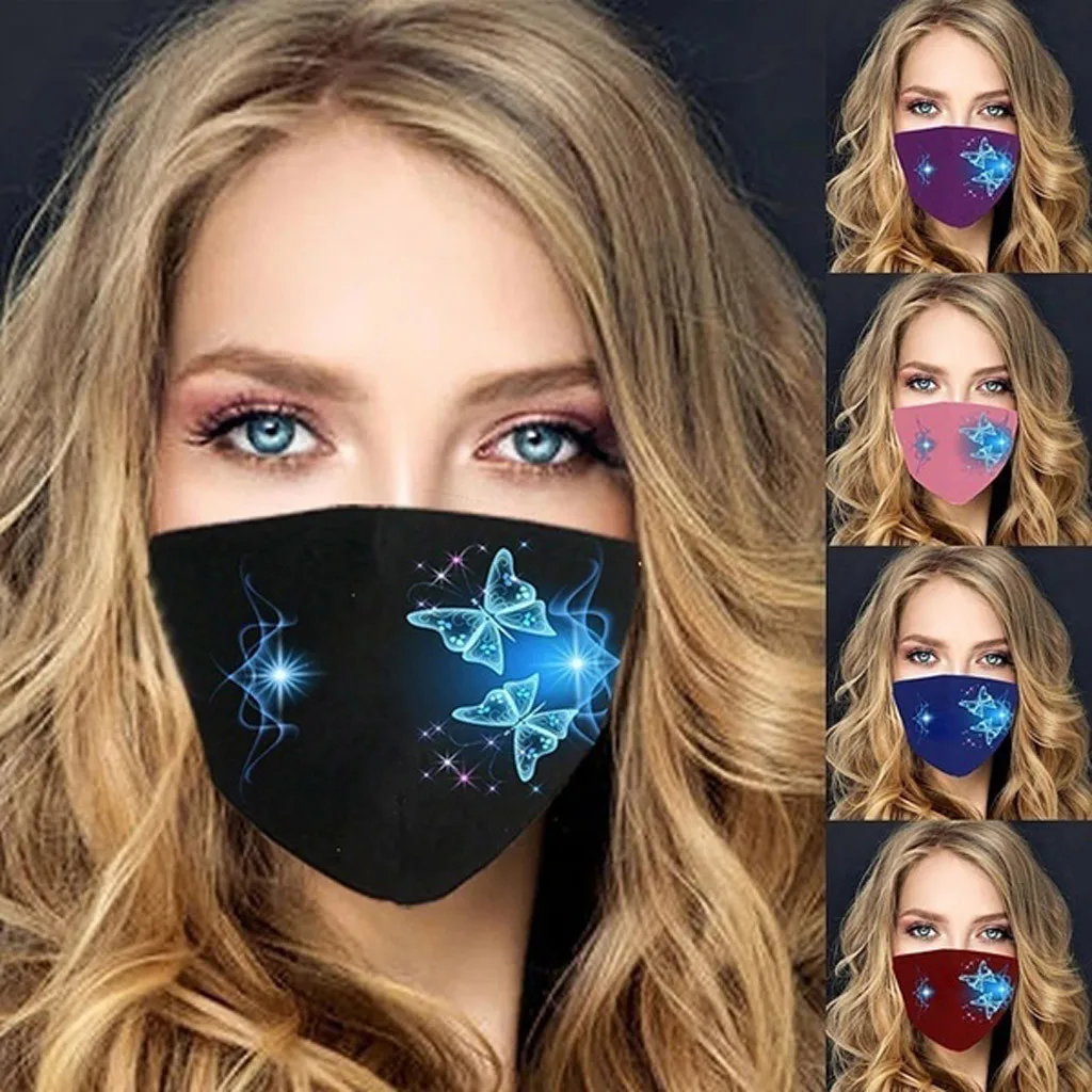 1 шт. Пылезащитная маска от смога с принтом бабочки утолщенная для рта моющаяся