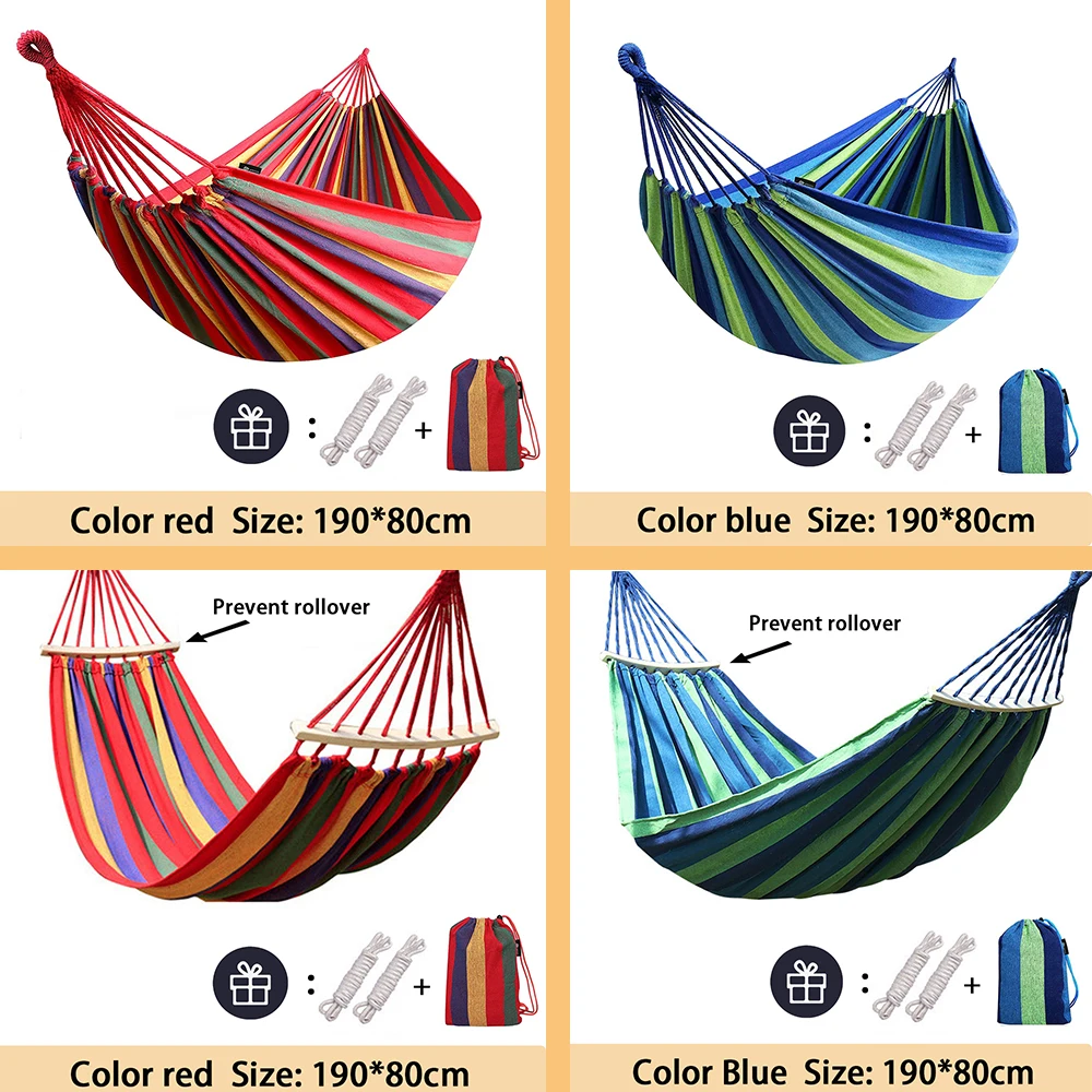 

Portable Hammock Outdoor Hammock Garden Sports Home Travel Camping Swing Canvas Stripe Hang Bed Hammock Double Single People