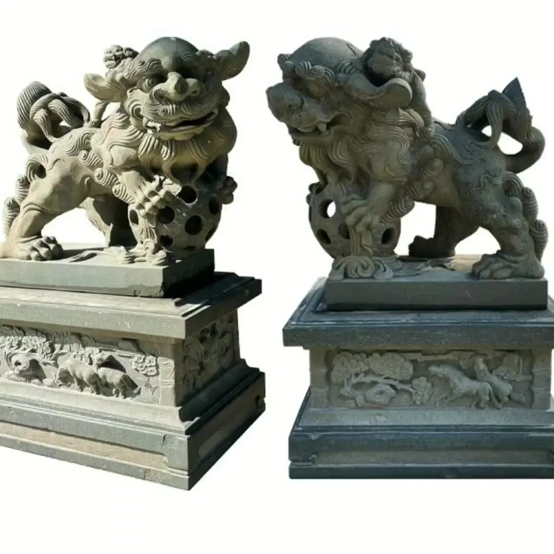 

Резьба по камню из Натурального гранита в китайском стиле, скульптуры из льва для псов, большой храм, садовые украшения, уличные каменные ст...