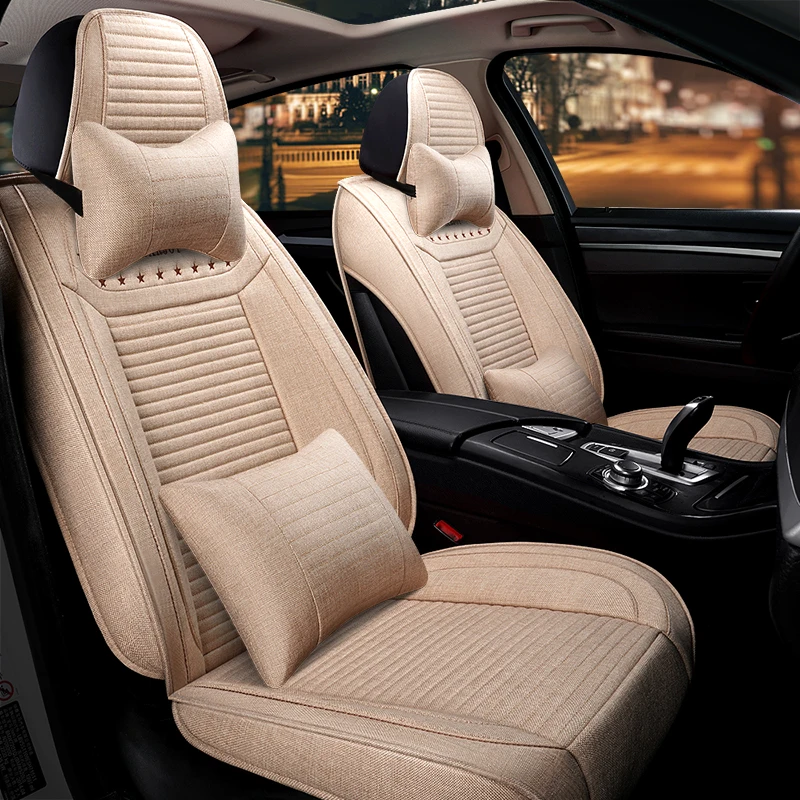 Универсальное льняное волокно чехол для автомобильного сиденья Fiat 500 pand a pnntn 124